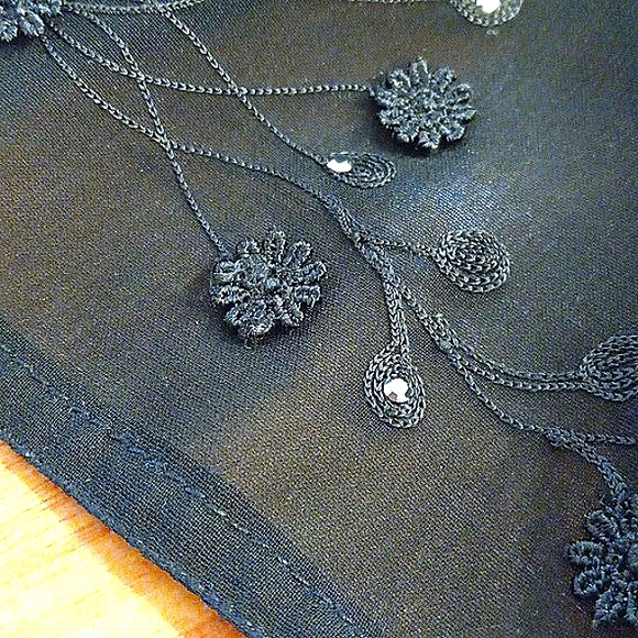 sheer scarf and wrap for new years  cooling effect embroided dainty soft botanic - Picture 10 of 13